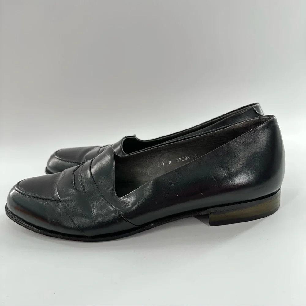 Bally mens Andrew II penny loafers size 10 black leather slip on vintage 80s 90s